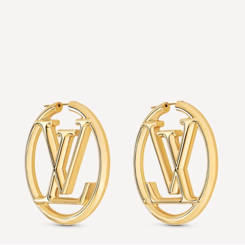 LOUIS VUITTON HOOP EARRINGS CIRCLE LV LOGO GM